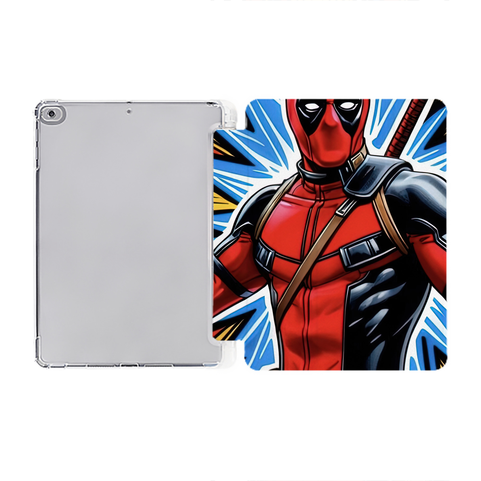 （画像用） Deadpool デッドプール IPad ケース ペン収納付き 三つ折りスタンド PUレザー×シリコン 対応機種9.5/10.5/10.9インチ